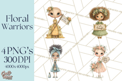 Cancer Survivor Clipart PNG, Bald Woman &amp; Floral Portraits Product Image 1
