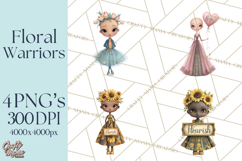 Cancer Survivor Clipart PNG, Bald Woman &amp; Floral Portraits Product Image 1