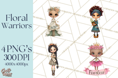 Cancer Survivor Clipart PNG, Bald Woman &amp; Floral Portraits Product Image 1