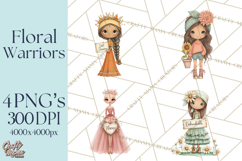 Cancer Survivor Clipart PNG, Bald Woman &amp; Floral Portraits Product Image 1