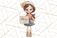 Cancer Survivor Clipart PNG, Bald Woman &amp; Floral Portraits Product Image 4