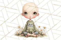 Cancer Survivor Clipart PNG, Bald Woman &amp; Floral Portraits Product Image 5