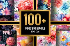 Floral Watercolor Seamless Pattern | 100 Plus Mega Bundle Product Image 2