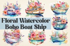 Floral Boho Boat Ship Watercolor Sublimation Designs Product Image 1