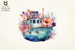 Floral Boho Boat Ship Watercolor Sublimation Designs Product Image 2