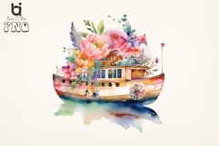 Floral Boho Boat Ship Watercolor Sublimation Designs Product Image 4