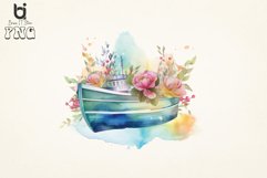 Floral Boho Boat Ship Watercolor Sublimation Designs Product Image 5