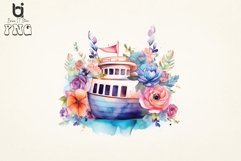 Floral Boho Boat Ship Watercolor Sublimation Designs Product Image 6