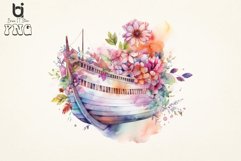 Floral Boho Boat Ship Watercolor Sublimation Designs Product Image 8
