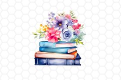 Floral Watercolor Books Clipart