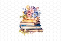 Floral Watercolor Books Clipart