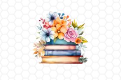 Floral Watercolor Books Clipart