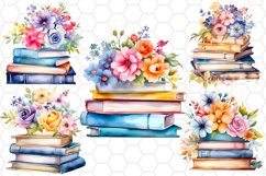 Floral Watercolor Books Clipart