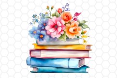 Floral Watercolor Books Clipart Sublimation