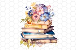 Floral Watercolor Books Clipart Sublimation
