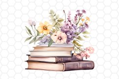 Floral Watercolor Books Clipart Sublimation PNG