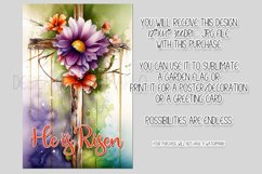 Floral Easter Cross He is Risen Garden Flag Sublimation, d3 Product Image 2