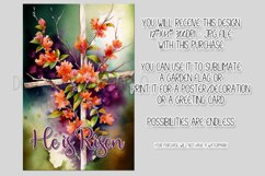 Floral Easter Cross He is Risen Garden Flag Sublimation, d4 Product Image 2