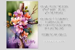 Floral Easter Cross He is Risen Garden Flag Sublimation, d6 Product Image 2