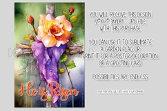 Floral Easter Cross He is Risen Garden Flag Sublimation, d7 Product Image 2