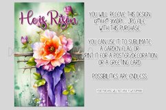 Floral Easter Cross He is Risen Garden Flag Sublimation, d8 Product Image 2