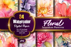 Floral Watercolor Digital Paper, Floral Sublimation Product Image 1