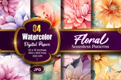Floral Watercolor Digital Paper, Floral Sublimation Product Image 1