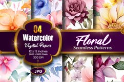Floral Watercolor Digital Paper, Floral Sublimation Product Image 1