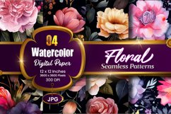 Floral Watercolor Digital Paper, Floral Sublimation Product Image 1
