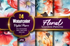 Floral Watercolor Digital Paper, Floral Sublimation Product Image 1