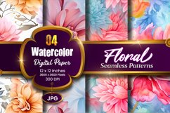 Floral Watercolor Digital Paper, Floral Sublimation Product Image 1