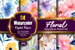 Floral Watercolor Digital Paper, Floral Sublimation Product Image 1