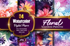 Floral Watercolor Digital Paper, Floral Sublimation Product Image 1