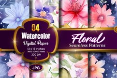 Floral Watercolor Digital Paper, Floral Sublimation Product Image 1