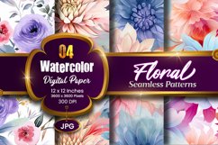 Floral Watercolor Digital Paper, Floral Sublimation Product Image 1
