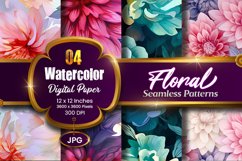 Floral Watercolor Digital Paper, Floral Sublimation Product Image 1