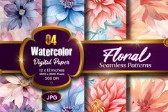 Floral Watercolor Digital Paper, Floral Sublimation Product Image 1