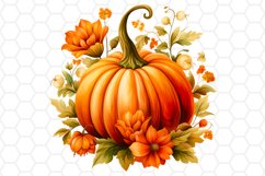 Floral Watercolor Fall Pumpkin Clipart