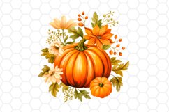 Floral Watercolor Fall Pumpkin Cliparts