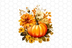 Floral Watercolor Fall Pumpkin Cliparts