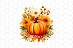 Floral Watercolor Fall Pumpkin Cliparts