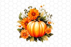 Floral Watercolor Fall Pumpkin Cliparts