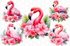 Floral Watercolor Flamingo Sublimation Cliparts