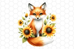Floral Watercolor Fox Clipart Fox PNG Design