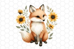 Floral Watercolor Fox Clipart Fox PNG Design