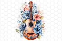 Floral Watercolor Guitar Clipart