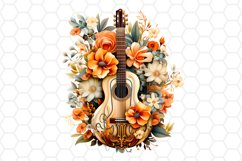 Floral Watercolor Guitar Cliparts