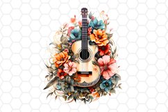 Floral Watercolor Guitar Cliparts