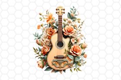 Floral Watercolor Guitar Cliparts