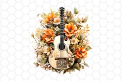 Floral Watercolor Guitar Cliparts